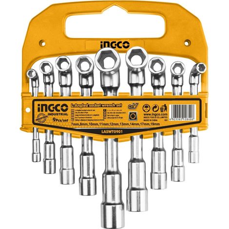 Chiavi a tubo Professionali INGCO kit 9 pz n 7 - 8 - 10 - 11 - 12 - 13 - 14 - 17 - 19 (1/4)