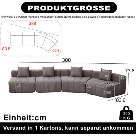 Module de canapé incurvé en chenille avec 2 coussins, module de canapé incurvé, symétrique et semi-circulaire pour chambre, salon, bureau (pour se détendre ou faire une sieste) (1/5)