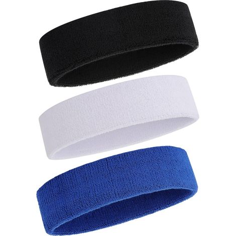 Fascia antitraspirante unisex - Confezione da 3 fasce sportive in cotone traspirante e velluto.
