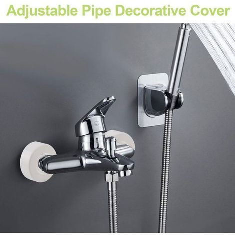 Couvercle de tuyau mural, 4pcs Plastique Trou Mural Décoration Couvercle de bride divisée Installation facile Plaque de conduite r (1/5)