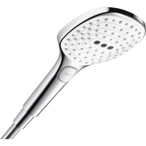 Hansgrohe Raindance Select E - Doccetta a mano 120, 3 getti, EcoSmart 9 l/min, bianca/cromata 26521400 (1/4)
