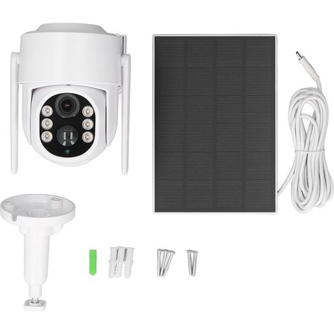 Ortviai Caméra de sécurité solaire sans fil extérieure 360° avec détection PIR et vision nocturne couleur – Modèle TQ6 (1/5)
