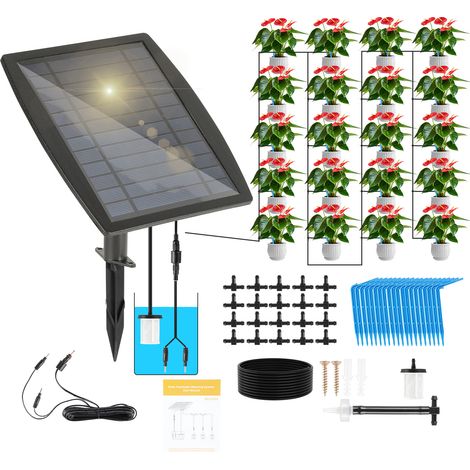 TolleTour Sistema di irrigazione solare automatico per piante, kit di irrigazione a goccia senza rubinetto per un massimo di 20 piante