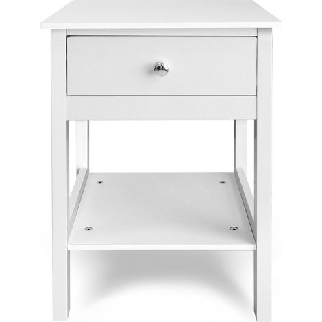 Modern White Wooden Bedroom Bedside Table Nightstand Cabinet Storage Drawers Shelf (1/5)