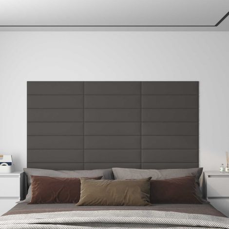 vidaXL  Wall Headboard  12 pcs Dark Grey 60 x 15 cm Fabric