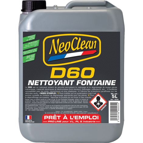 Nettoyant fontaine déparaffinant SPIRDANE D60 - bidon de 5 litres - Ce produit de marque NEOCLEAN est neuf.