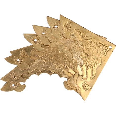 Lot de 8 protections d'angle en laiton antique, coins métalliques pour meuble, habillage bord boîte en bois, décoratif et robuste (1/5)