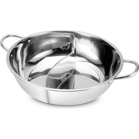 Double handle hotpot cookware 2 stainless steel divider racks (26cm)