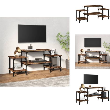 TV-Schrank Räuchereiche 117x35x52 cm Holzwerkstoff - TV Schrank - Holzmöbel - Fernsehtisch - Regal - Wohnzimmermöbel (1/5)