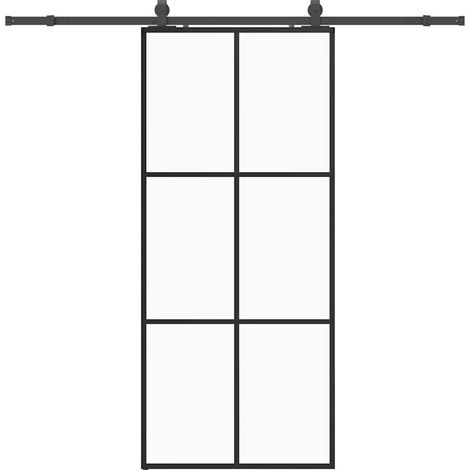 Maison Exclusive - Schiebetür mit Beschlag Schwarz 90x205 cm ESG-