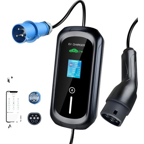 Tragbares EV-Ladegerät, 7,2 kW Leistungsabgabe, Typ 2 Kompatibilität, APP-7.2KW-5M (1/2)