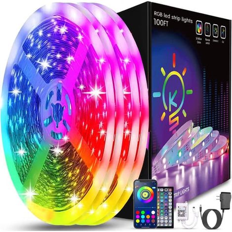 Ecleanfy - Bande LED RGB 5050 de 5 m avec synchronisation musicale, multicolore. (1/5)