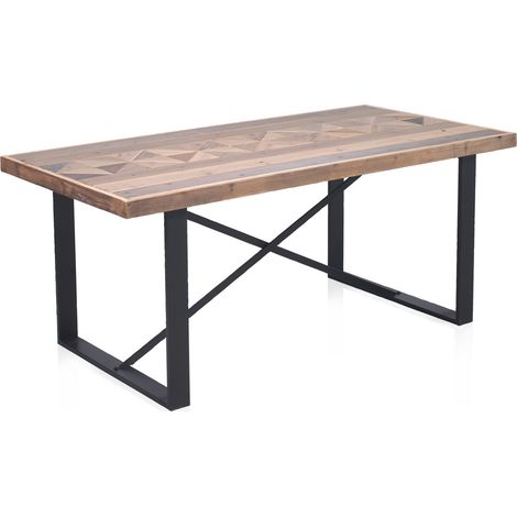 Esstisch aus Recyclingholz, 180 x 90 cm, mit Metallgestell (1/5)
