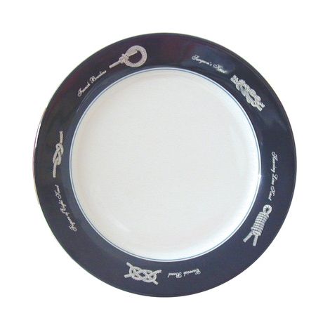 Set de 6 assiettes plates - blanc/bleu - 26 cm