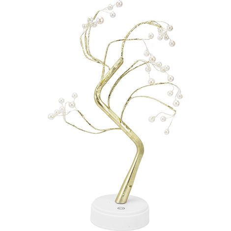 Tischleuchte für Bonsai-Bäume, verstellbar, sicher und stabil, mit Kupferdraht-USB-Kabel für Zuhause, Weihnachten und Büro, 36 l, perlmuttfarbenes, warmes Licht (1/5)