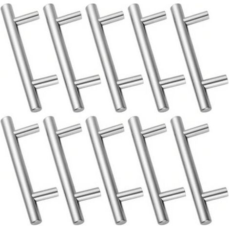 Lot de 10 Poignee de Meuble Cuisine,Poignee Meuble Poignee Porte Cuisine Acier Inoxydable Poignée Tiroir Entraxe 64mm Poignée Placard Cuisine,Surface Brossée (1/5)