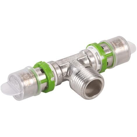 Té multicouche à sertir Ø16 - centre mâle 1/2'' (15/21) - Comap