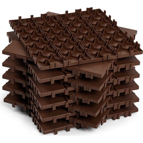 Jiubiaz Lot de 11 dalles de terrasse 30x30cm sol en plastique avec système d'encliquetage Pose Rapide Idéal Jardin, Balcon Brun (11 pcs/1 m²)