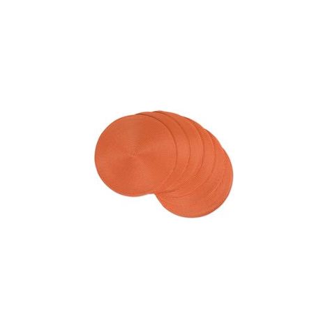 Lot de 6 serviettes rondes individuelles en tissu tressé, orange (1/5)