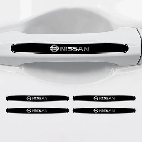(4 poignées de porte) 4/8 autocollants de protection anti-rayures pour poignées de porte de voiture, compatibles avec Nissan X-Trail, Qashqai, Note, Juke, Sentra, Patrol, Almera, Navara et Leaf. (1/4)