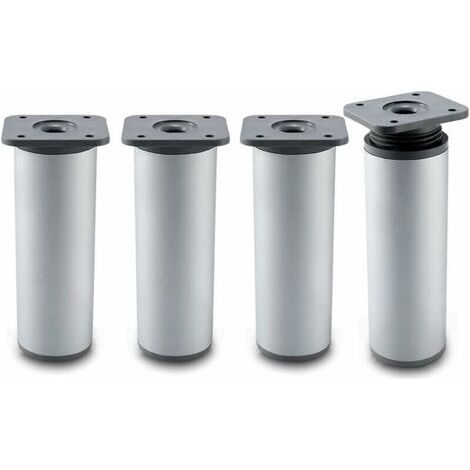 Pied de meuble Pieds de Meuble de Salle de Bain Lot de 4 Design: Argent Hauteur : 20 cm (+2cm) reglable, 8-20cm en Option Forme (1/4)