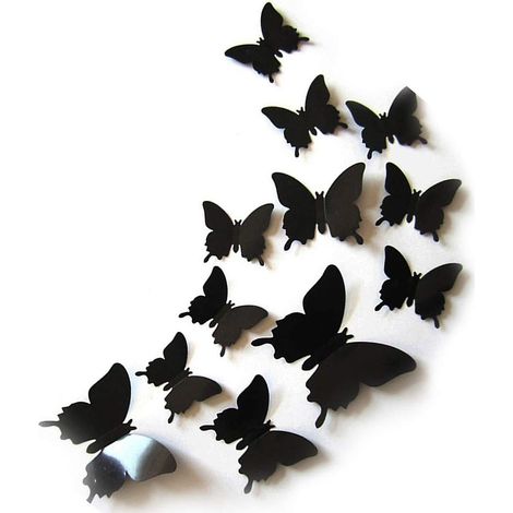 Juego de 24 pegatinas de pared, mariposas 3D, PVC, removibles, decoración para habitaciones infantiles. (1/5)