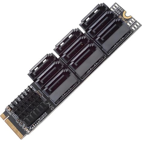 1 Adaptateur M.2, 9 ports SATA, PCIe Gen3/Gen4, Débit 6 Gbit/s, Pour NAS et Ordinateur