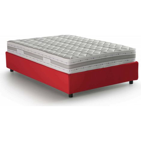 Talamo Italia - Letto piazza e mezza Alvise, Letto contenitore con rivestimento in tessuto, 100% Made in Italy, Apertura frontale, con materasso Cm 120x190 incluso, Rosso