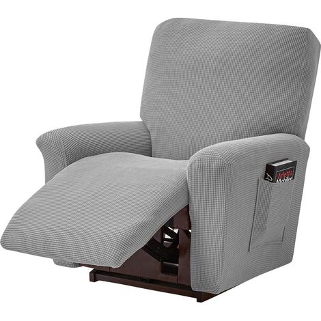 Funda de sofá elástica LaBlanc de 4 piezas para sillón reclinable de masaje, licra, jacquard, gris claro