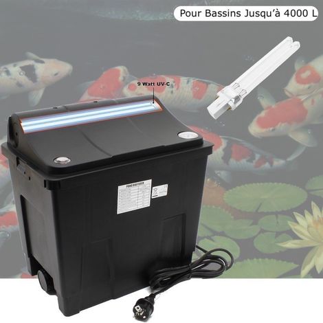 Filtre Bassin + Clarificateur UV Stérilisateur 9W + 1 ampoule de rechange Pour Bassin De Jardin, Jusqu'à 4000 Litres (1/5)