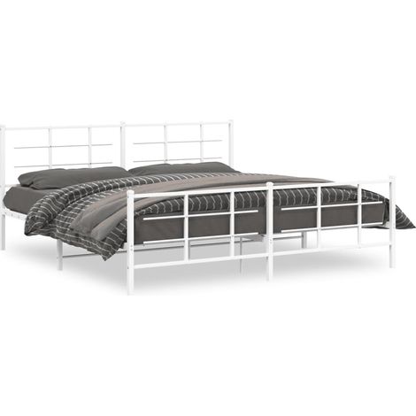 Maison Exclusive - Cadre de lit métal sans matelas et pied de lit blanc 193x203 cm (1/5)