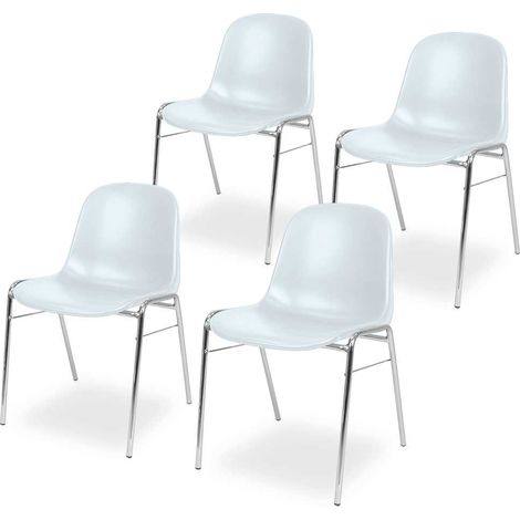 BRB 4 Kunststoffschalenstühle, verchromtes Untergestell, BxTxH 495x520x770 mm (weiß)