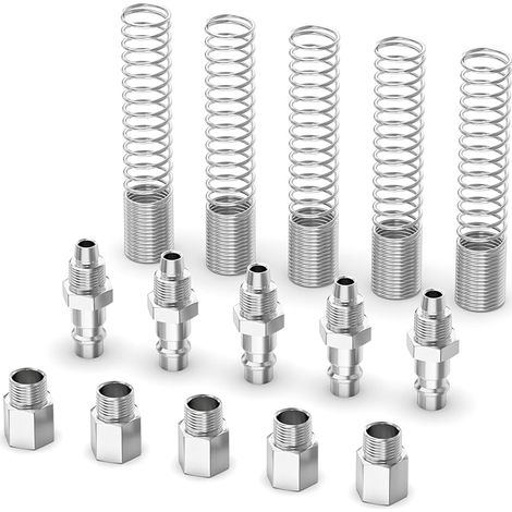 5 pièces kit de raccord d’air industriel mâle et de prise pour tube de 12MM OD x 8MM ID, raccords de compresseur de tuyau pneumatique à ressort