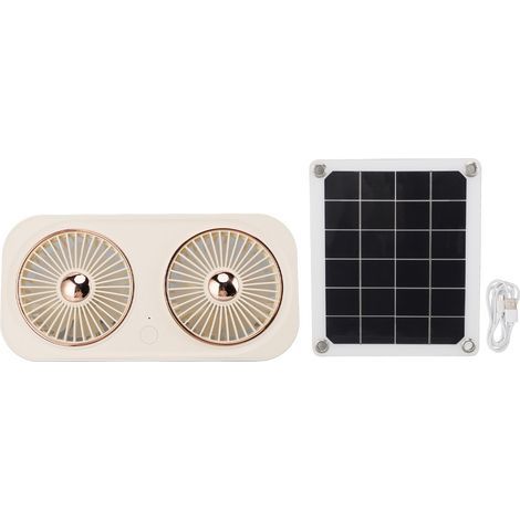 Ventilateur Solaire Portable 20W - Double Extraction pour Maisons de Chien et Toilettes Extérieures - Rose Clair (1/5)