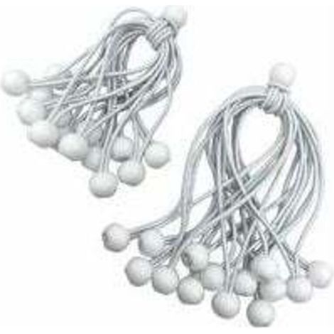 [NEVER USED] Bungee Cord, Bungee Cord, 30 Pieces Tarpaulin Bungee Cord for Bungee Hooks with Plastic Ball, Tent Bungees for Tarps, White 150mm and 200mm (1/4)