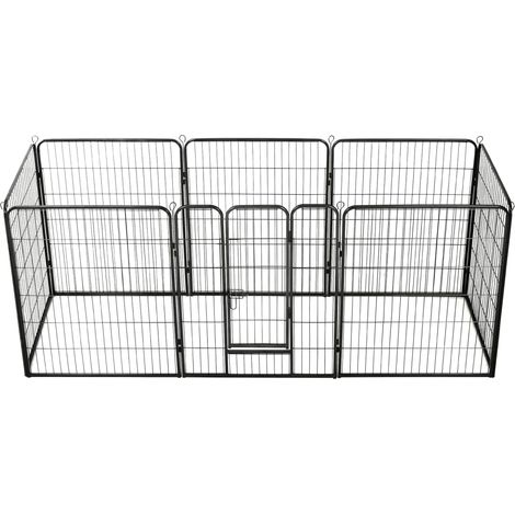 Parc pour chiens-Abri pour chien-Chenil 8 panneaux Acier 80 x 100 cm Noir 139142 (1/5)