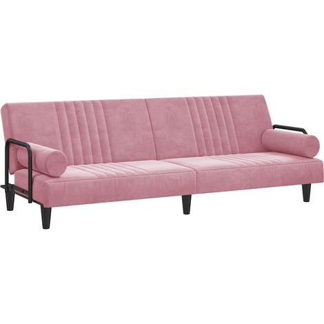 Canapé Sofa-lit avec accoudoirs rose velours (1/5)