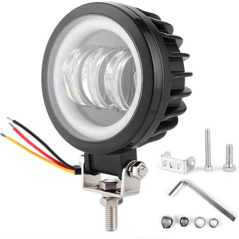 Jeffergarden Projecteur de travail LED 6000K 30W étanche rond à œil d'ange pour voiture, quad, bateau et véhicule tout-terrain (blanc froid) (1/5)