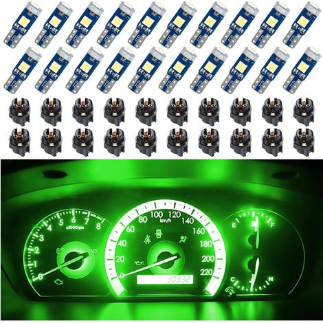 20er-Pack T5-LED-Lampen für das Armaturenbrett, helle 3030-3SMD-Ersatzlampen mit Drehverschlussfassung, grün