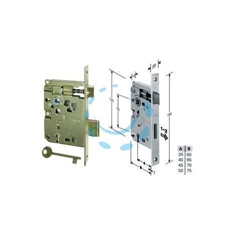 SERRATURA A BUSSOLA PATENT RIDOTTA DA INFILARE BORDO QUADRO OTTONATO - mm.50 (B.00572.50.03)