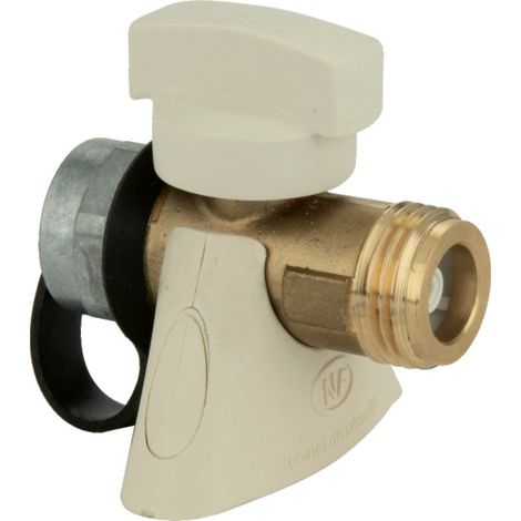 Robinet d'arrêt gaz naturel droit – Filetage 15x21 – Bouchon et attache – Conforme norme NF ROB GAZ – Chuchu Decayeux