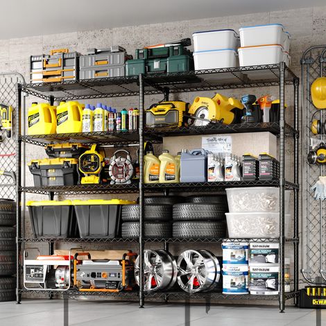 Étagère métallique industrielle robuste – Étagère filaire antirouille réglable – 5 niveaux, capacité 600 kg, idéale pour garage, cuisine, cellier, sous-sol – 71 x 15,8 x 70,5 cm – 5 étages, largeur 40 (1/5)