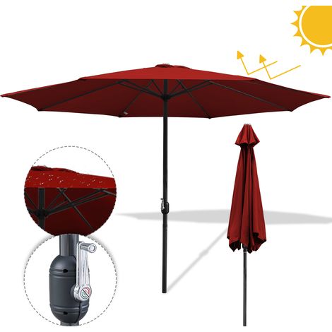 Jopassy Ombrellone da giardino dritto protezione UV, resistente e impermeabile per terrazza e balcone Ø350cm Rosso (1/5)