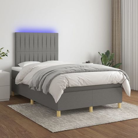 Boxspringbett mit Matratze & LED Dunkelgrau 120x200 cm Stoff (1/5)