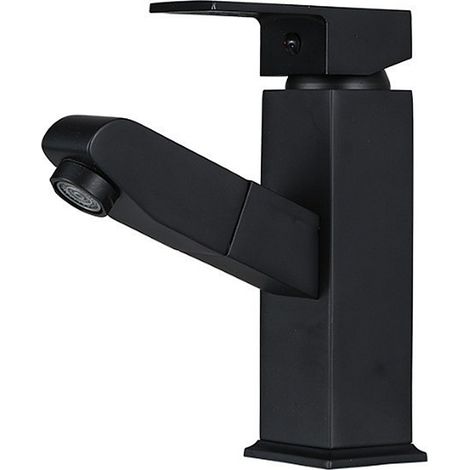 Robinet de salle de bain lavabo avec doucette tirage Noir famille standard monocommande (1/5)