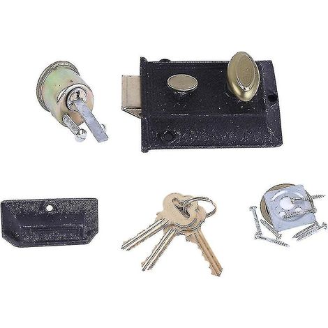 Serrure de porte extérieure à ressort vintage, serrure en fonte, serrure antivol durable (1/3)