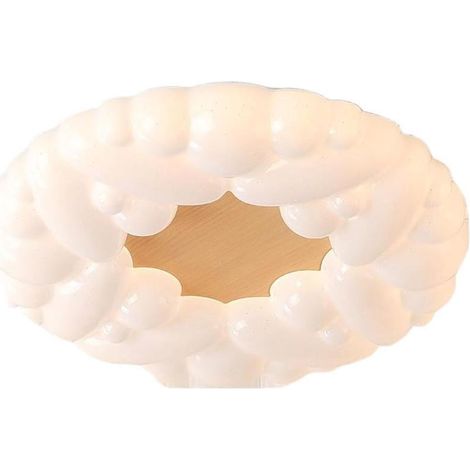 Round recessed wooden ceiling light in Nordic style for children's modern creative bedroom nursery chandelier, white (1/4)
