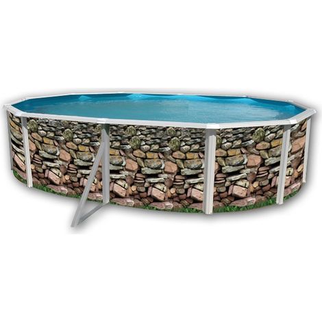 Kit piscine hors-sol acier Toi MURO ovale 5.50 x 3.66 x 1.20m décor pierre (1/4)