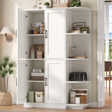 Credenza alta da cucina con 4 ante, 4 nicchie e ripiani regolabili 103 x 40 x 163 cm DESVIAE (1/5)