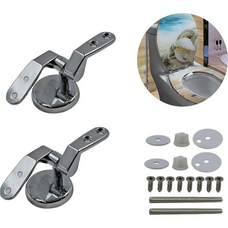 Matériel de fixation de couvercle, charnières de couvercle de toilette avec accessoires à vis (argent) (1/5)